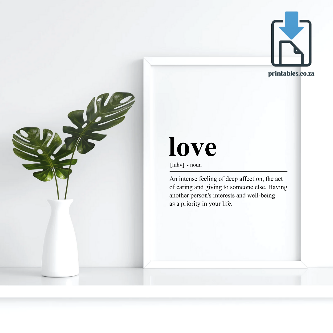 Love Definition Wall Art, Quote Decor, Printable Wall Art Gift for Home, PRINTABLE Wall Art, Digital Download