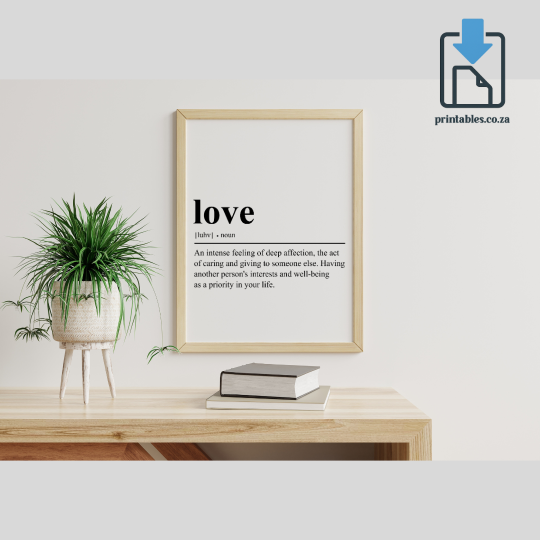 Love Definition Wall Art, Quote Decor, Printable Wall Art Gift for Home, PRINTABLE Wall Art, Digital Download