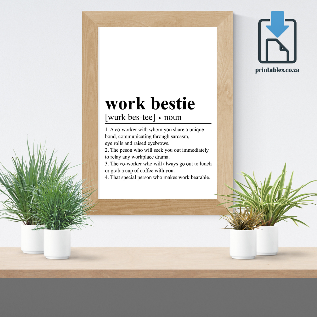 Work Bestie Definition Wall Art, Quote Decor, Printable Wall Art Gift for Home, PRINTABLE Wall Art, Digital Download
