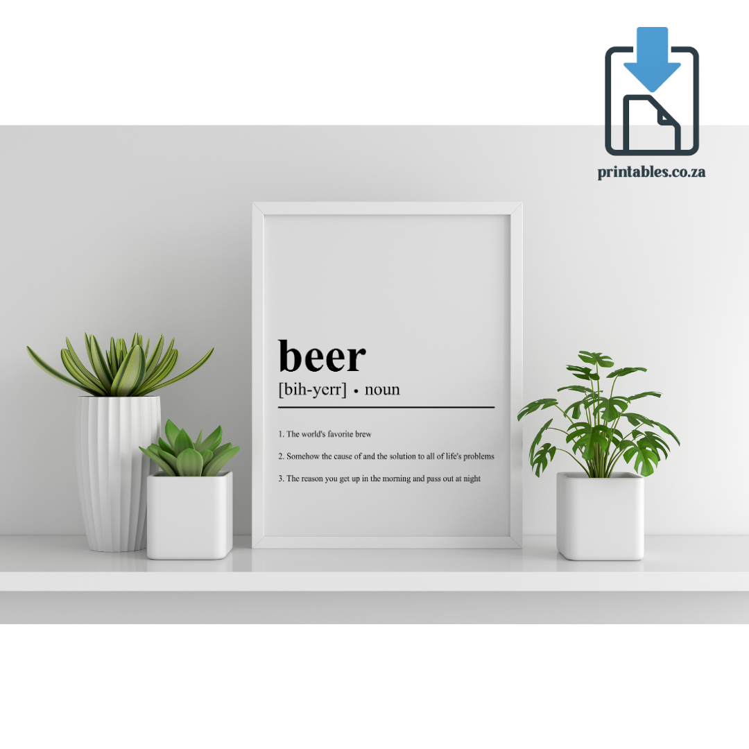 Beer Definition Wall Art, Beer Quote Decor, Printable Wall Art Gift for Home, PRINTABLE Wall Art, Digital Download