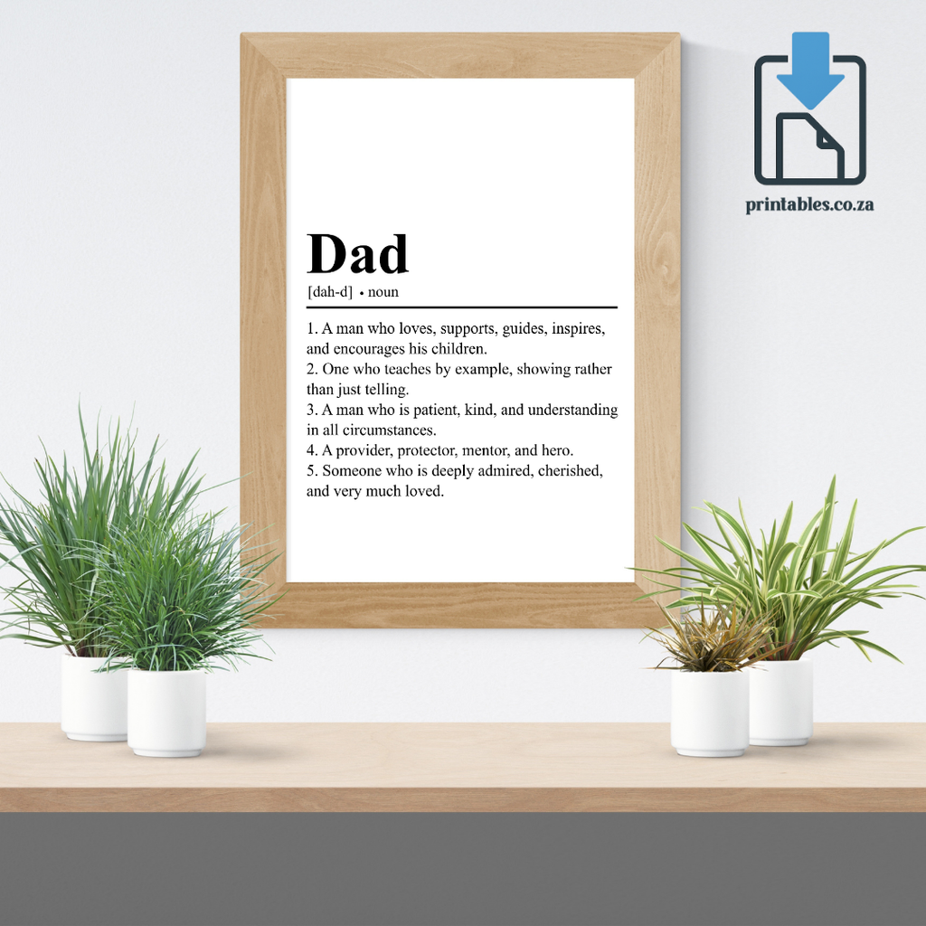 Dad Definition Wall Art, Dad Quote Decor, Printable Wall Art Gift for Home, PRINTABLE Wall Art, Digital Download