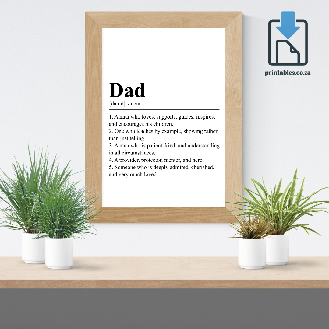 Dad Definition Wall Art, Dad Quote Decor, Printable Wall Art Gift for Home, PRINTABLE Wall Art, Digital Download