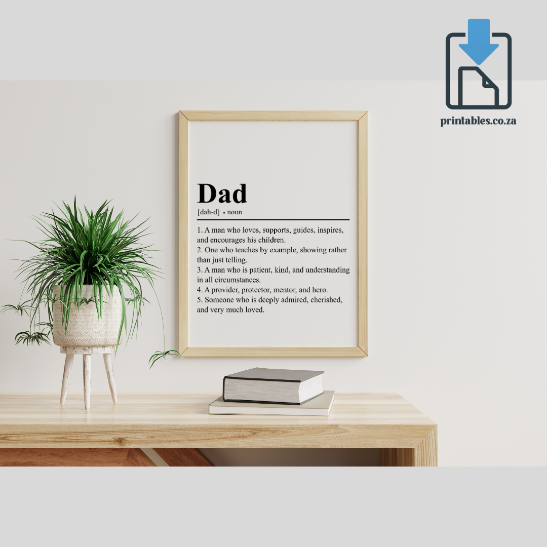 Dad Definition Wall Art, Dad Quote Decor, Printable Wall Art Gift for Home, PRINTABLE Wall Art, Digital Download